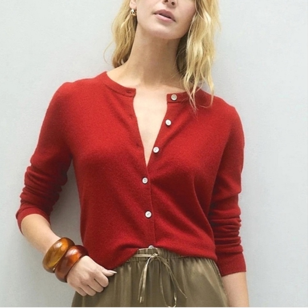 Quince Mongolian Cashmere Cardigan Sweater – Red (Sold Out Color) – Size S